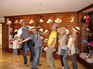 Jazzing it up in Cuenca with our new handmade Panama Hats