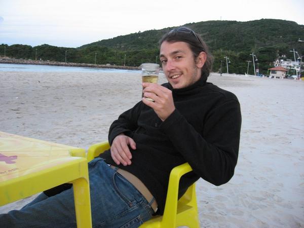 Drinking on the beach!