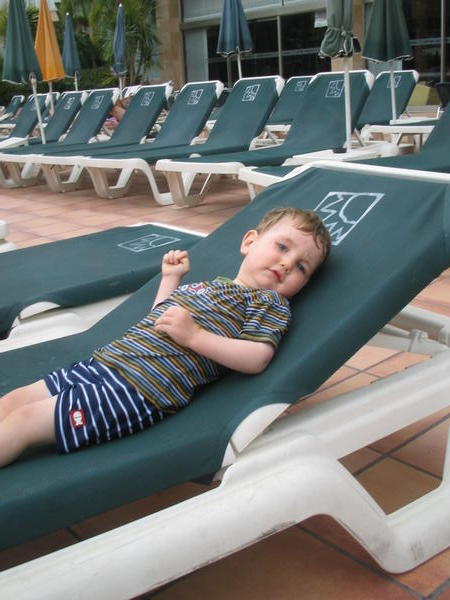 Our Page Boy Jamie topping up his tan before kick off