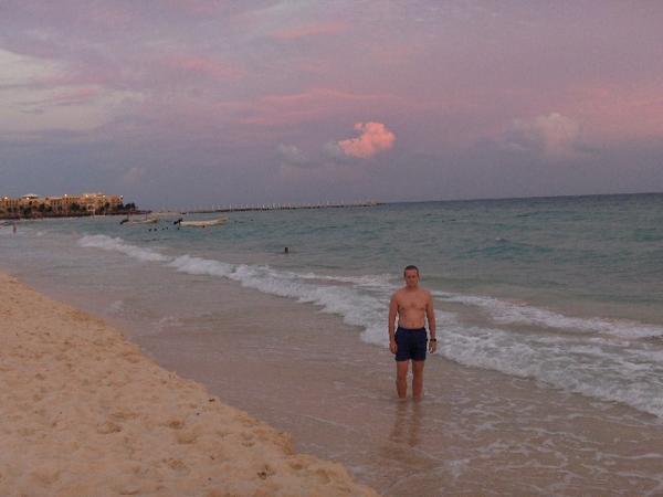 Maurice taking a dip in the Caribbean for the second time