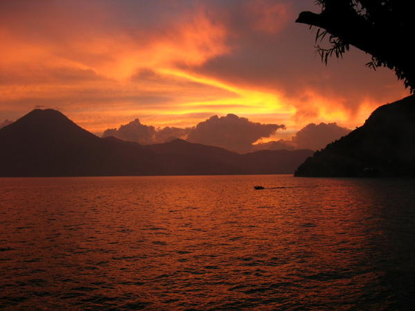 A beautiful sunset over Lago de Atitlan