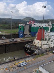 Ships squeezing through the Panama Canal