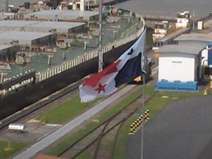 Panama flag at the canal
