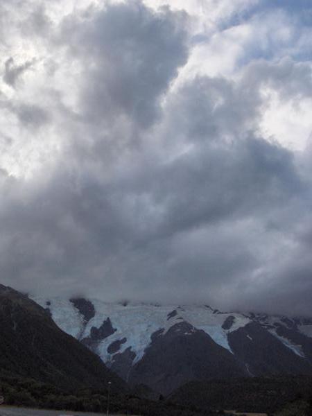 Mt Cook & Glaciers hidden behind cloud