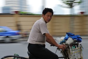 Typical bike rider at Yu Yuan.