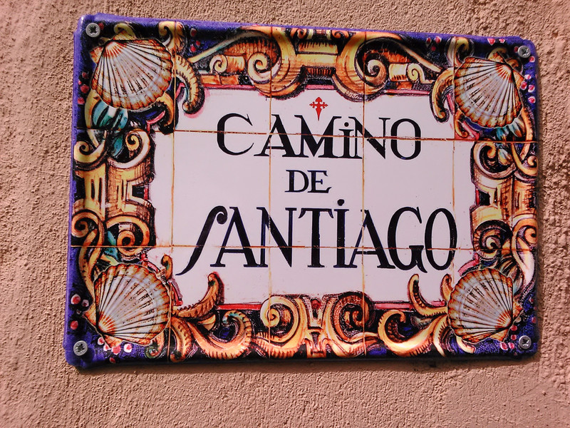 CAMINO TILE ON A WALL IN SPAIN