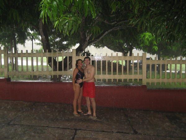 Taking a natural shower during one of Barranquilla's famed tropical storms