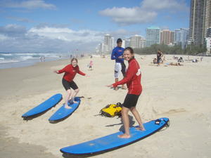 After a gruelling lesson, the ladies show just how easy this surfing lark is