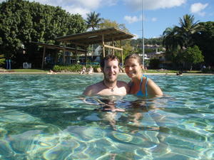 The Deanes relaxing in the lagoon at Airlie Beach