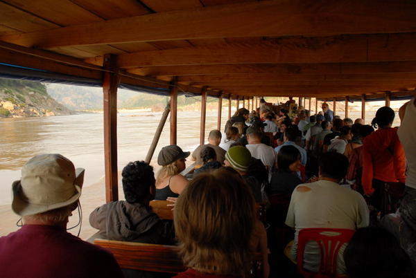 The crowd of tourists on the slow boat