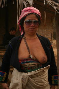 Ahka woman, with new sunglasses