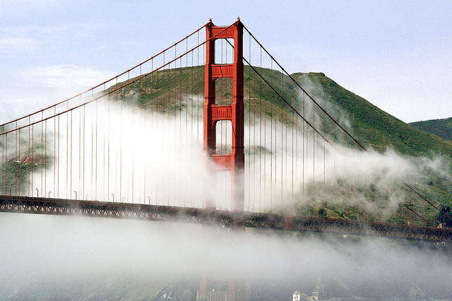 Golden Gate Bridge in mist 