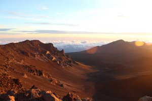 Sunrise on the edge of the crater