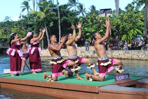 Canoe parade at the Polynesian Cultural Centre 