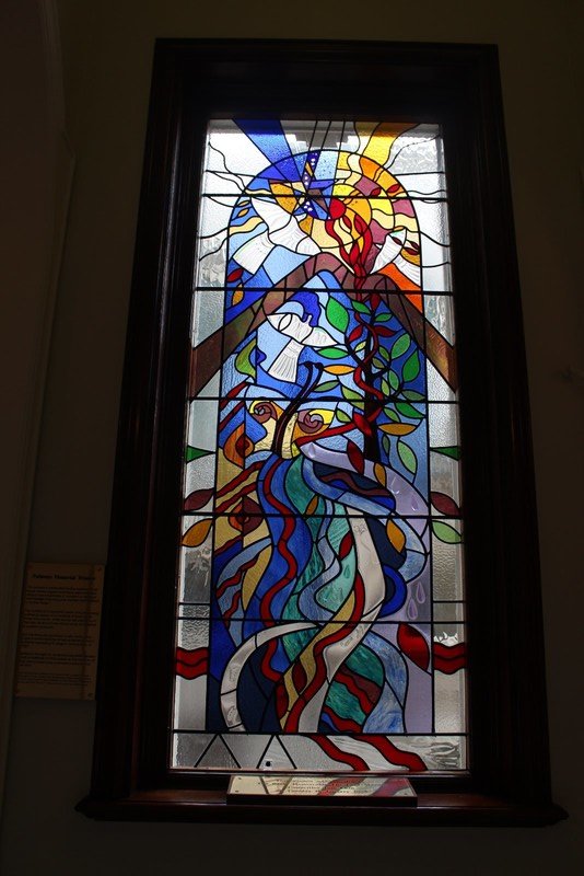 Stained glass window in Town Hall
