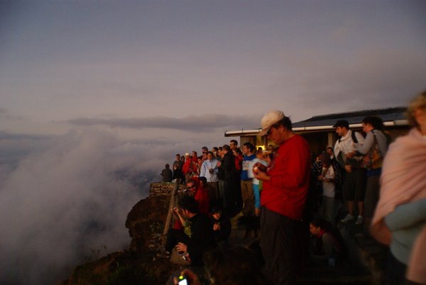 The crowd waits for sunrise on Mt. Batur