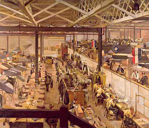 An Aircraft Assembly Shop, Hendon, 1918 - Anna Airy 