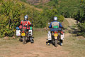 Motorbikers leaving Tim and Kim village