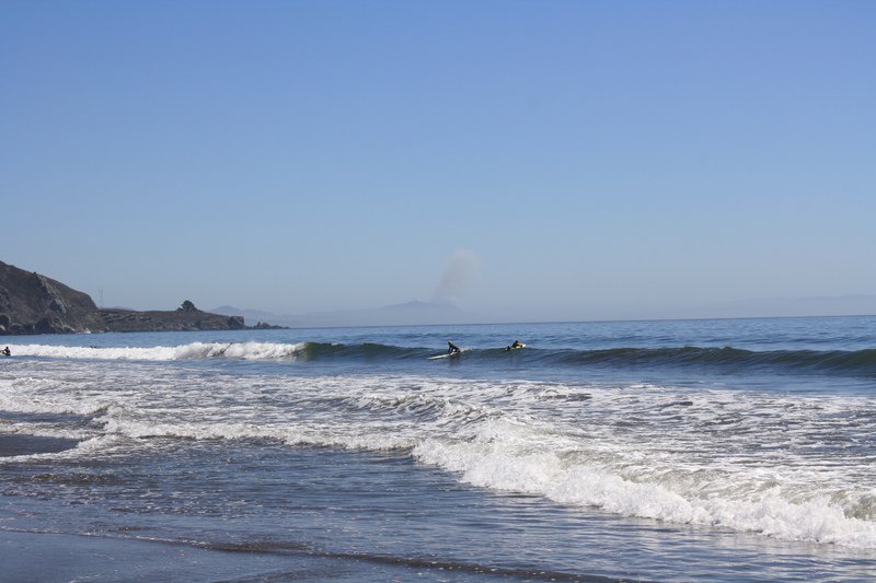 ocean, yosemite rim fire smoke seen in background