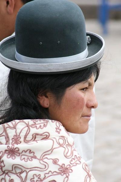 Traditional bowler hat worn by the laydees of Bolivia