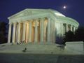 Jefferson Memorial and the moon at twilight
