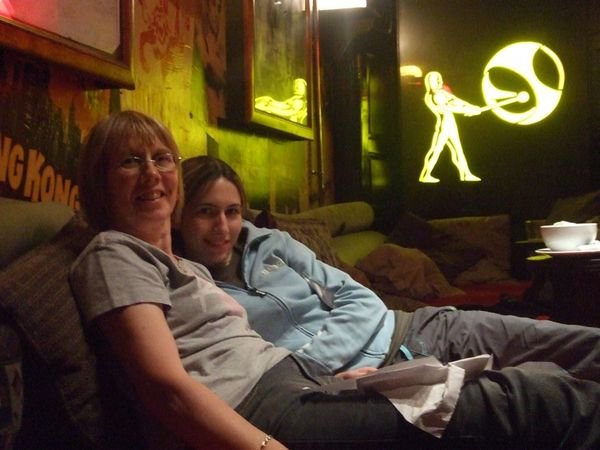 Mum and Laura in a funky Edinburgh bar