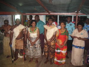 Fijians clad in typical clothes