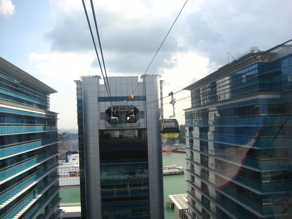 view from the cable car to Sentosa island