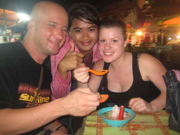 Roxy and Dave enjoying their Malay dessert