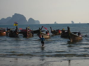 longtail boats on Au Nang beach, Krabi
