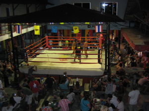 watching Thai boxing in a bar