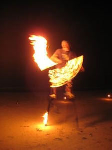 fire show in front of one bar