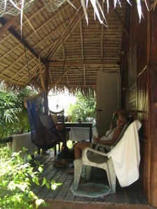 Roxy and Fiona in our bungalow
