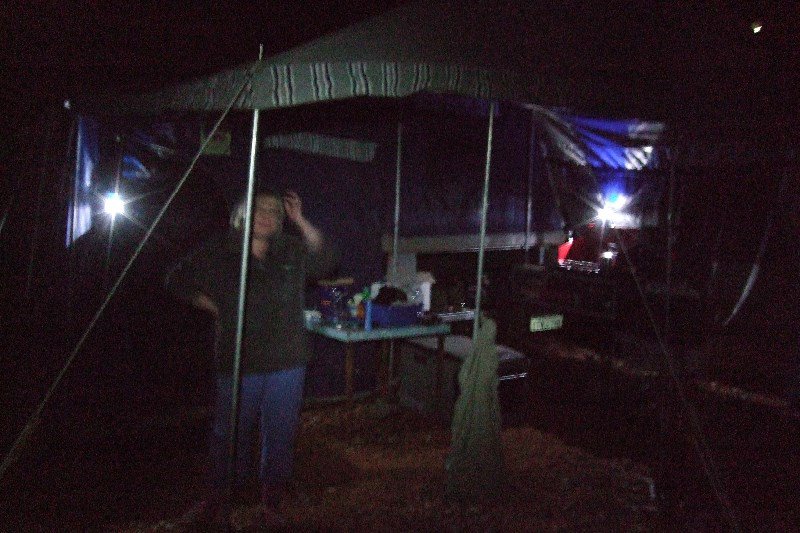 Our tent at night