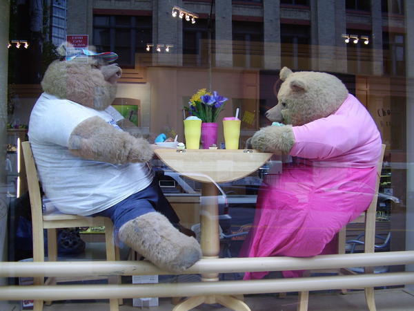 Bears having a picnic