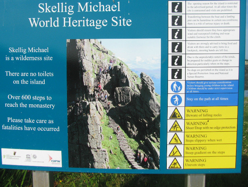 Skellig Michael Warning signboard