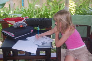 Sabien doing homework