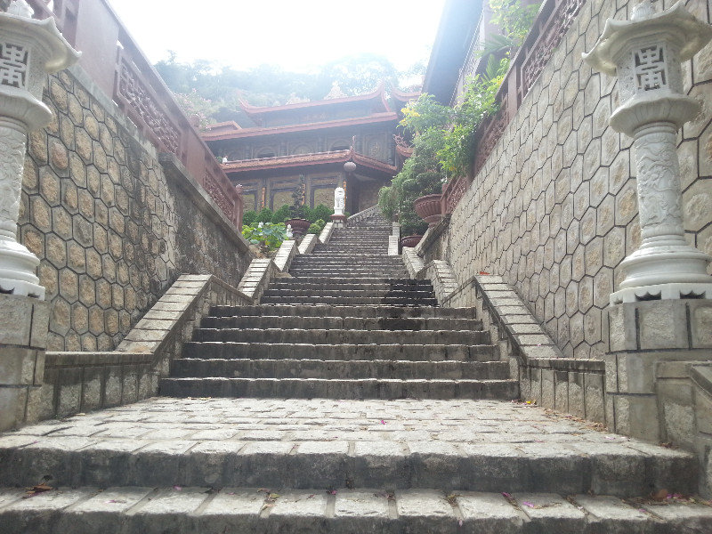 Steps up to the cave temple