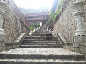 Steps up to the cave temple