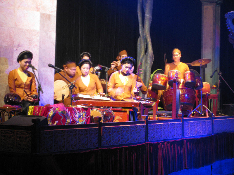 The musicians at the water puppet theatre