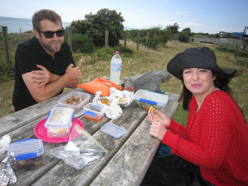 Picnic by the beach. Was a little cold!