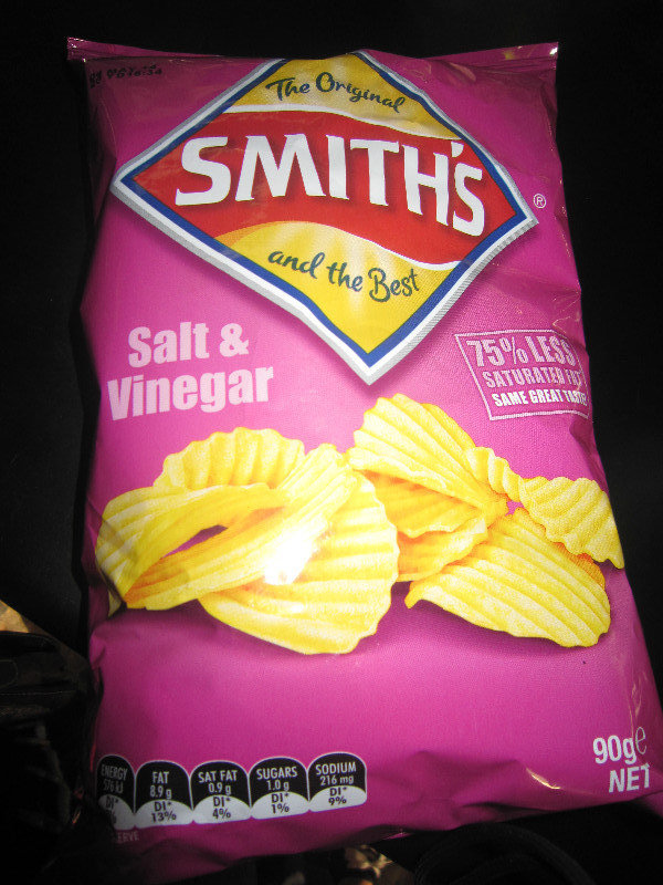 Salt and Vinegar crisps in a pink packet...this is not right!!