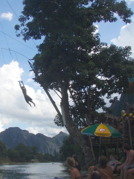 Dave on Rope Swing, Vang Vieng
