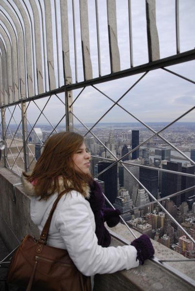 V at the top of the Empire State Building