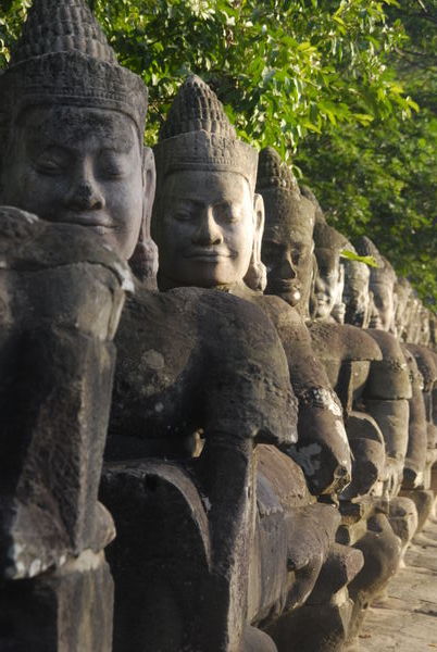 Stone Carvings on bridge, Angkor