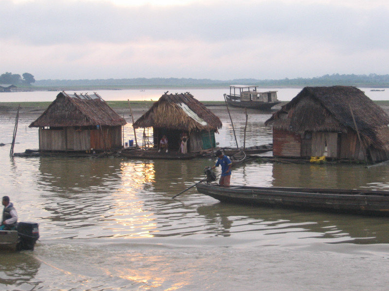 Floating homes on the Amazon