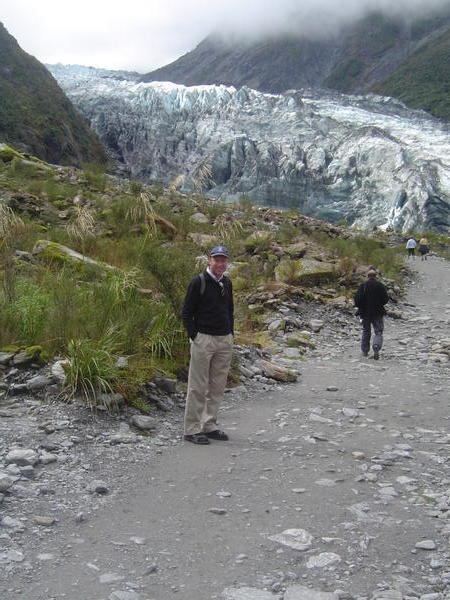 Richard at the foot of Fox Glacier
