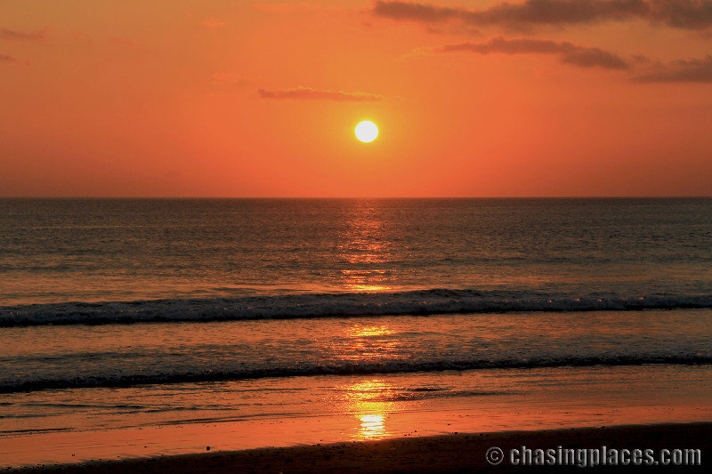 The famous romantic sunset at Kuta Beach, Bali Indonesia