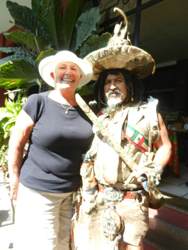Friendly Bandito stopped by the Ajijic Plaza at Lunch
