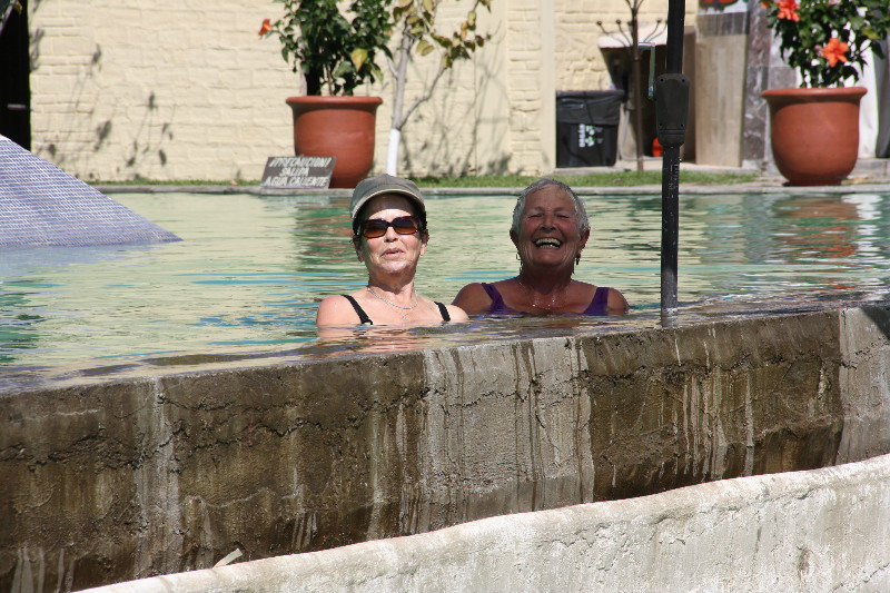 Esti and Carolyn in the pool at San Juan Cosala Hot Springs